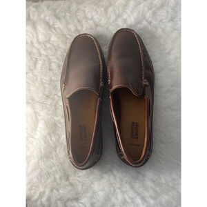 Johnston & Murphy Fowler Venetian Shipskin Leather Mahogany Loafers Men Size 10M
